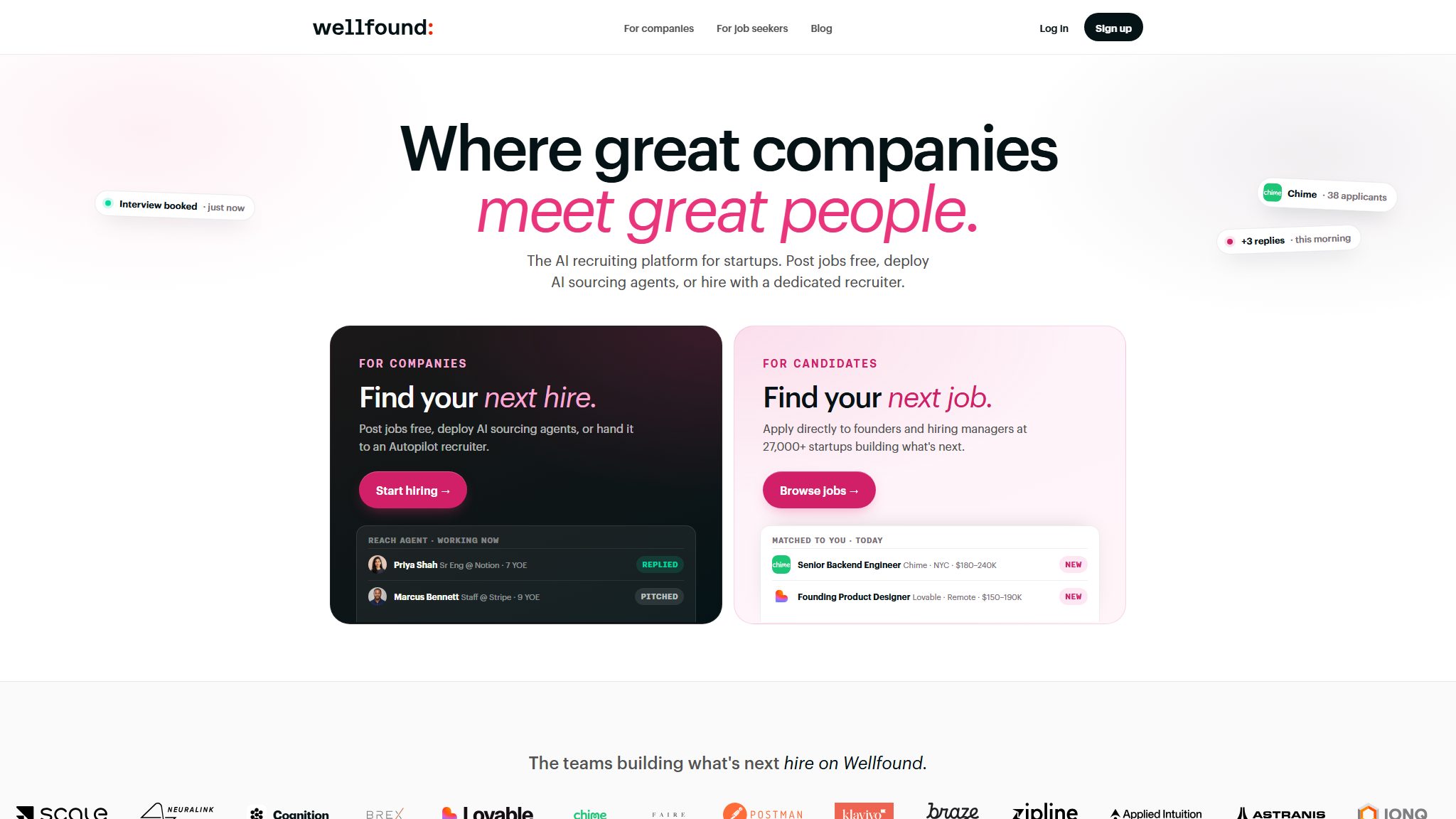 Wellfound homepage