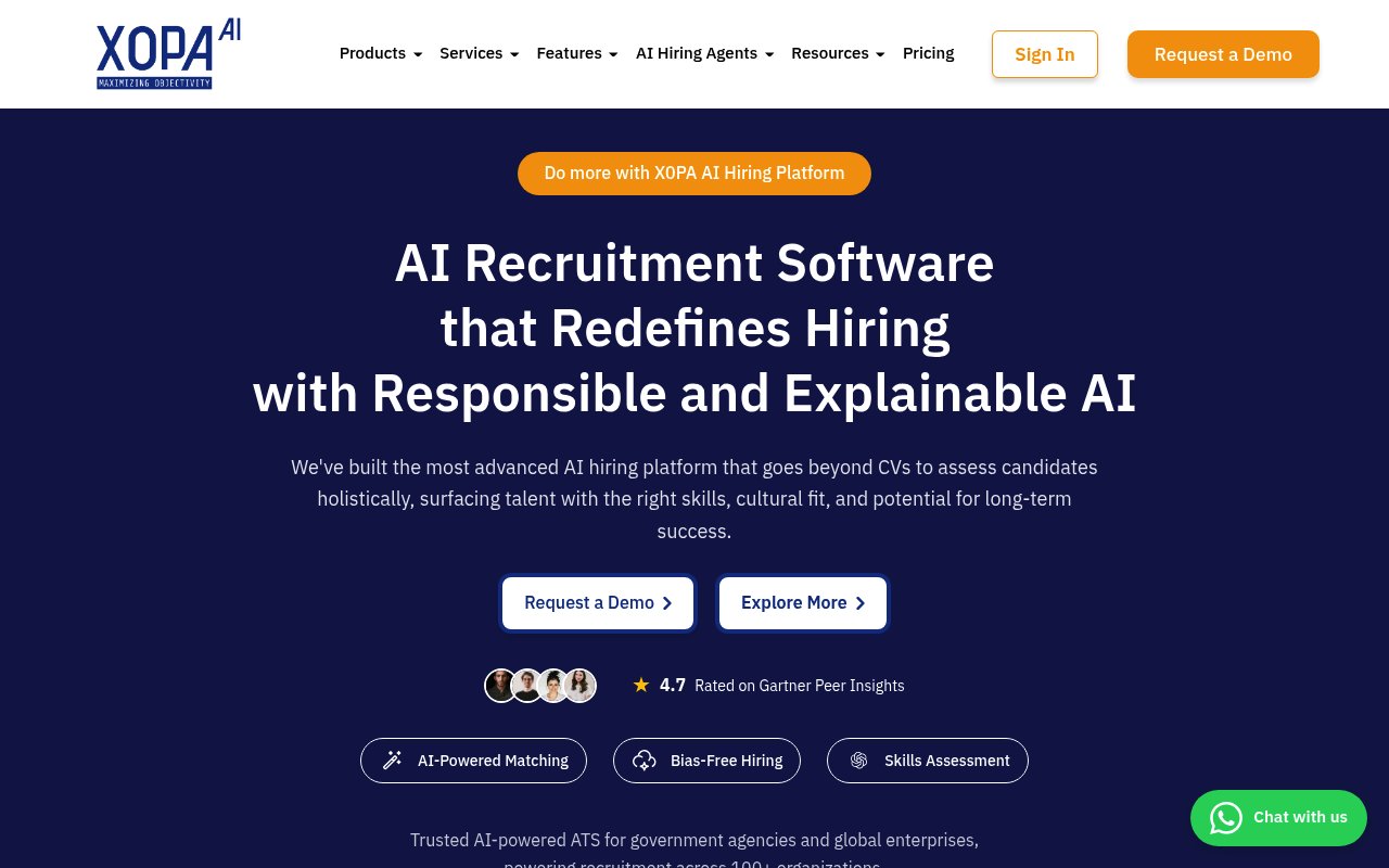 x0pa AI recruiting platform homepage